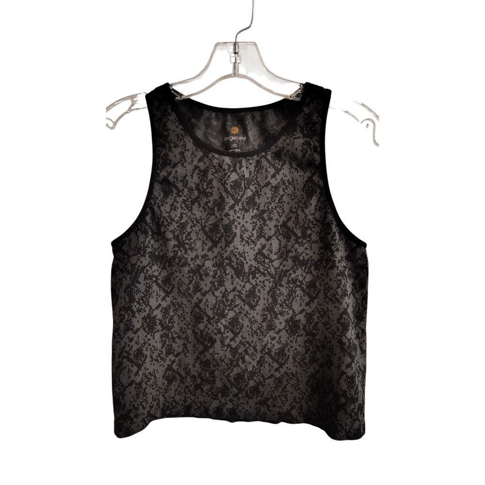Tangerine Women's Black‎ and Gray Large Sleeveless Cropped Tank Top